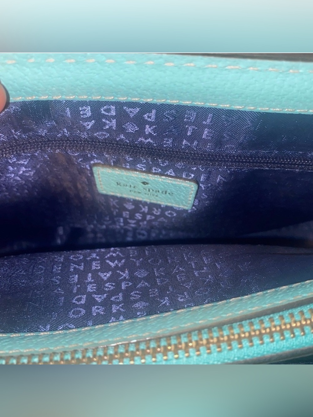Kate Spade Wellesley Quinn Tiffany Blue Cowhide Leather Satchel/Crossbody - EUC - Picture 8 of 13